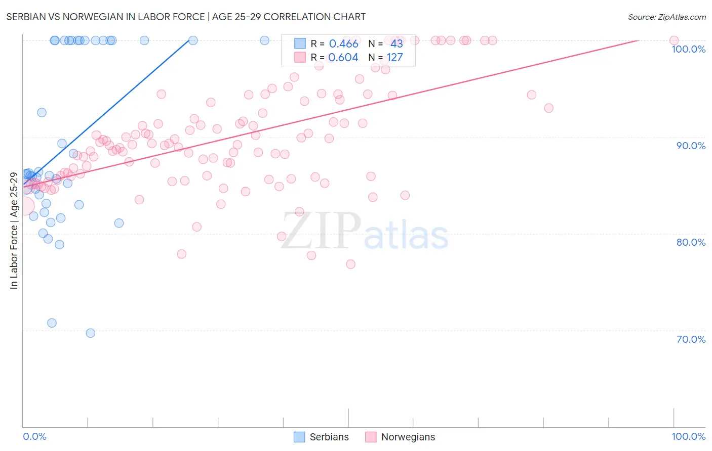 Serbian vs Norwegian In Labor Force | Age 25-29