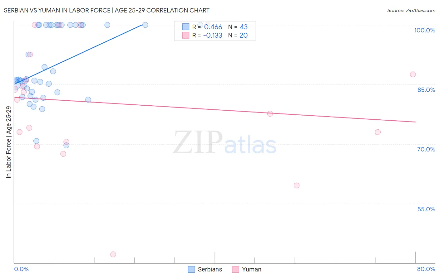 Serbian vs Yuman In Labor Force | Age 25-29