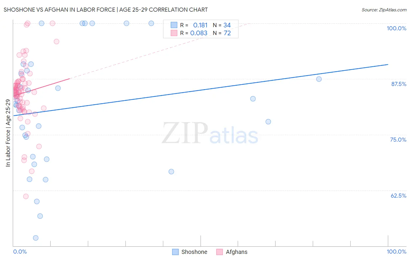 Shoshone vs Afghan In Labor Force | Age 25-29
