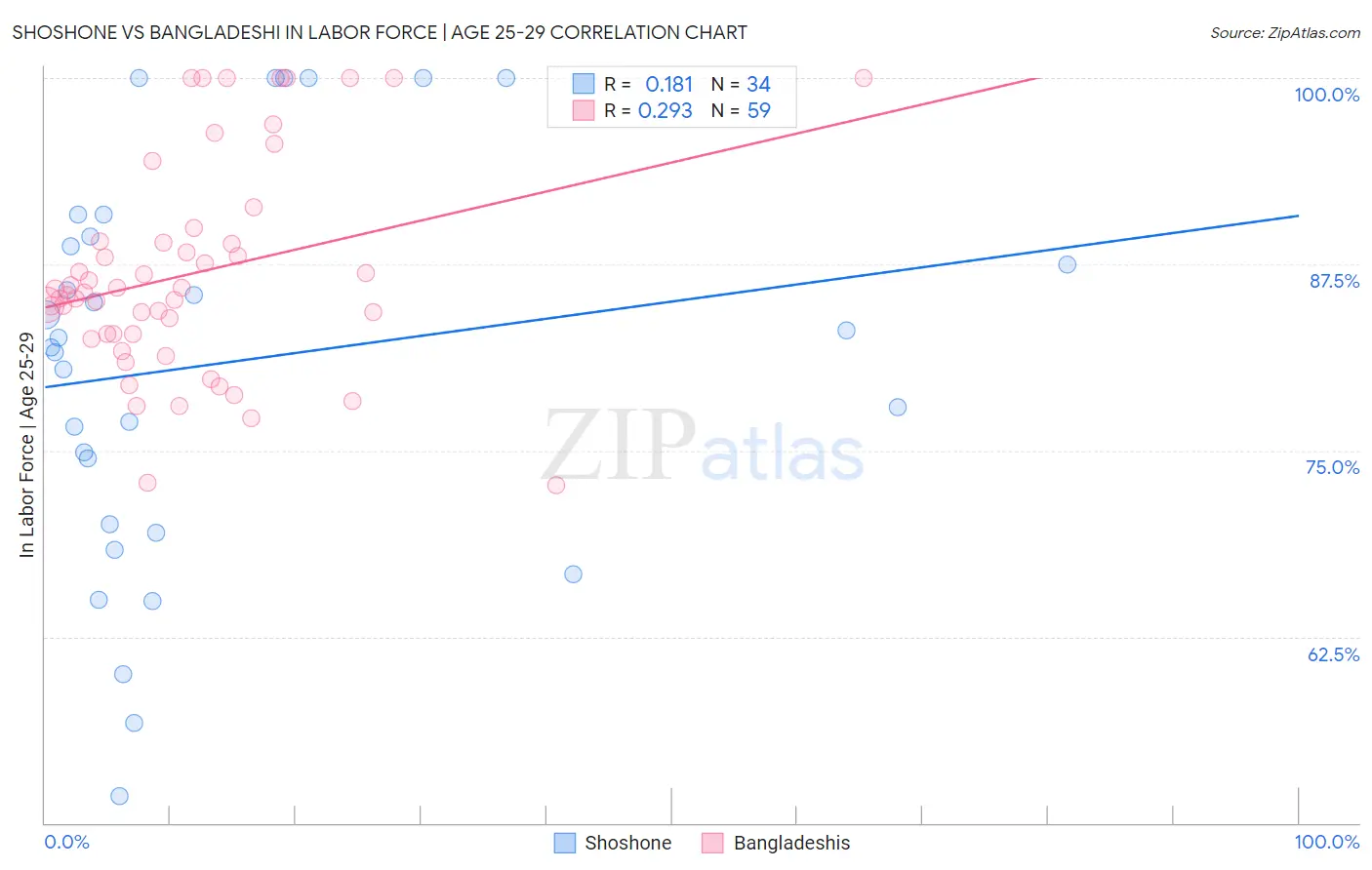 Shoshone vs Bangladeshi In Labor Force | Age 25-29