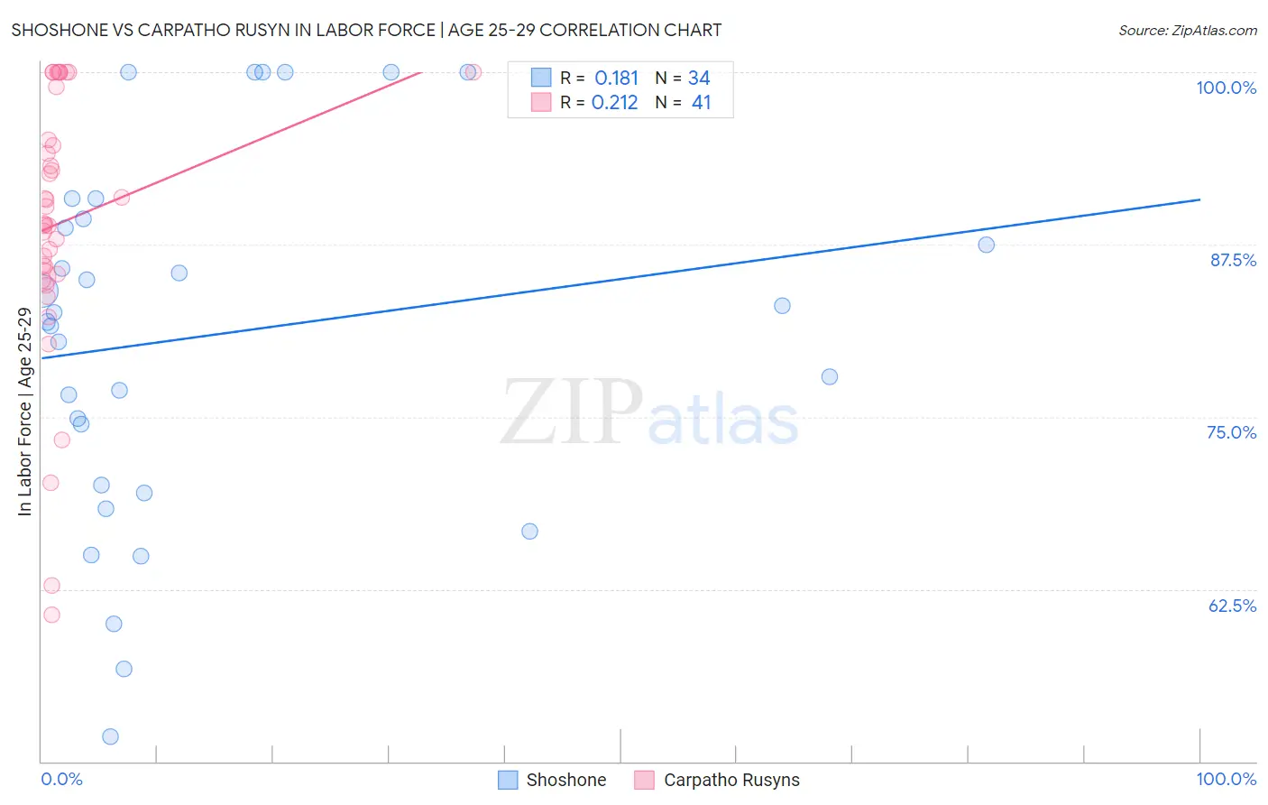 Shoshone vs Carpatho Rusyn In Labor Force | Age 25-29