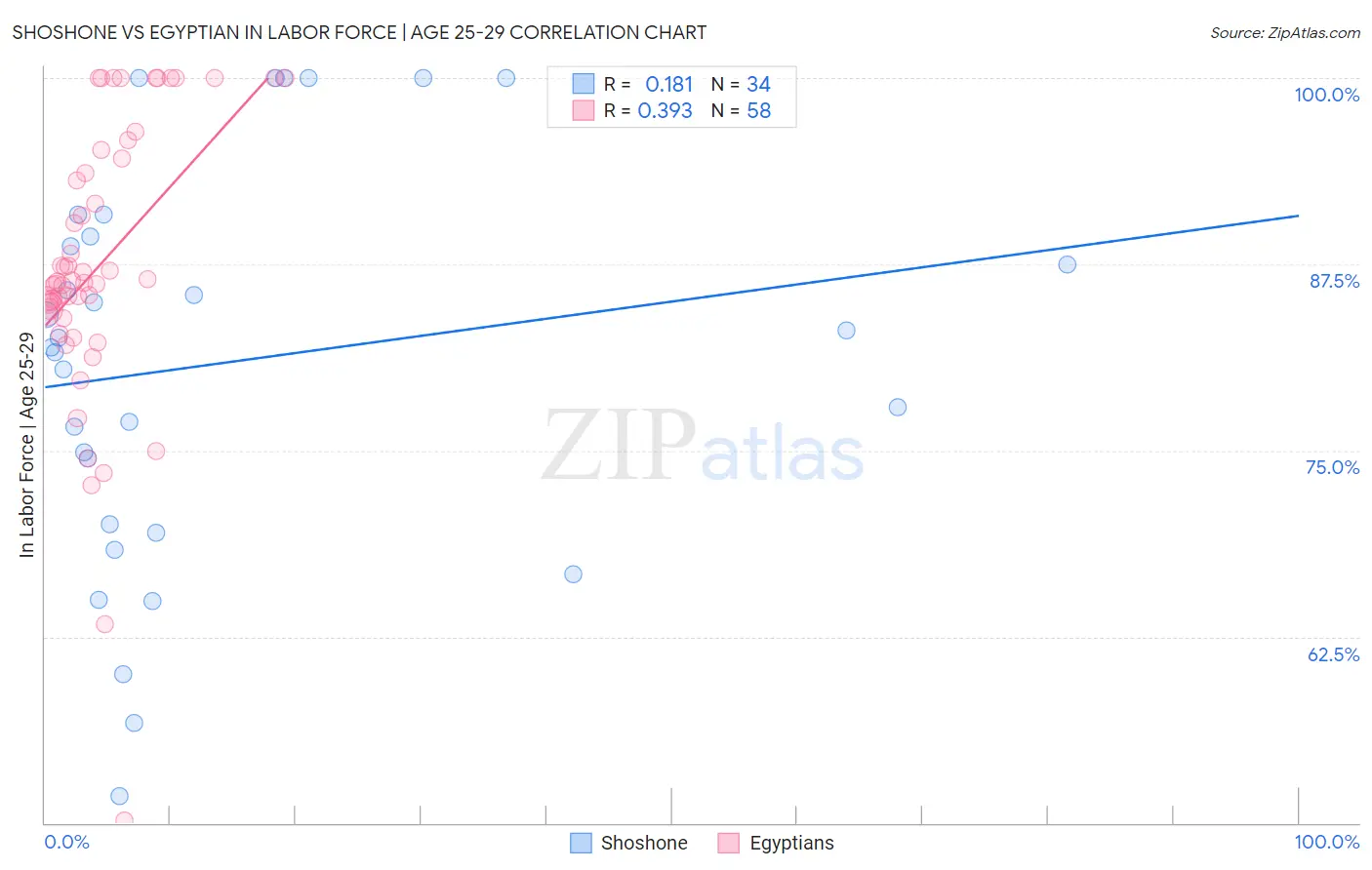 Shoshone vs Egyptian In Labor Force | Age 25-29