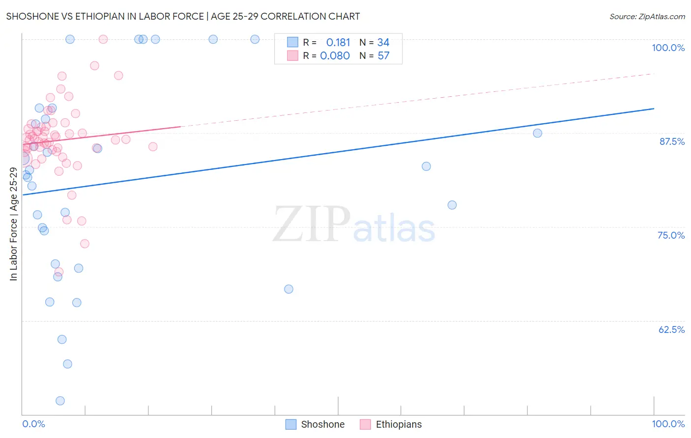 Shoshone vs Ethiopian In Labor Force | Age 25-29