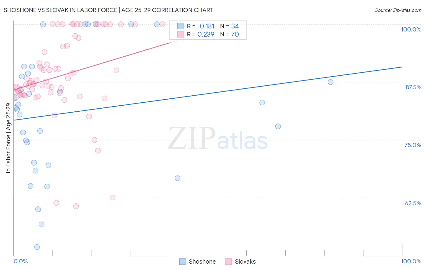Shoshone vs Slovak In Labor Force | Age 25-29