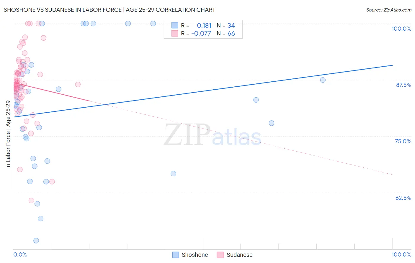 Shoshone vs Sudanese In Labor Force | Age 25-29