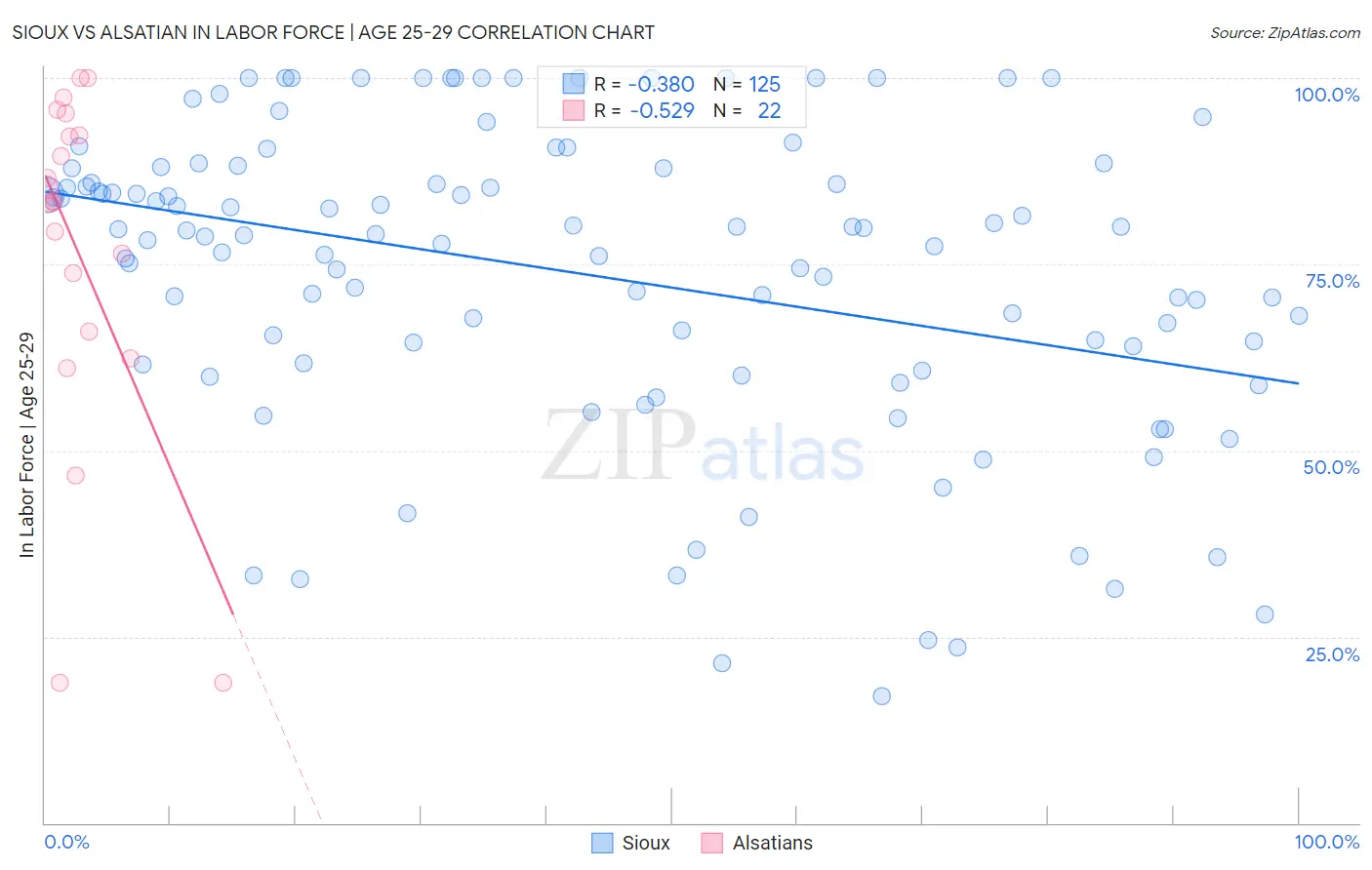 Sioux vs Alsatian In Labor Force | Age 25-29