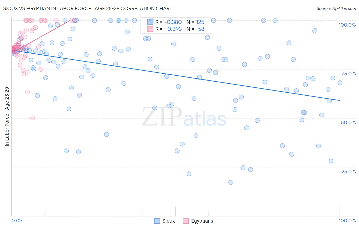 Sioux vs Egyptian In Labor Force | Age 25-29