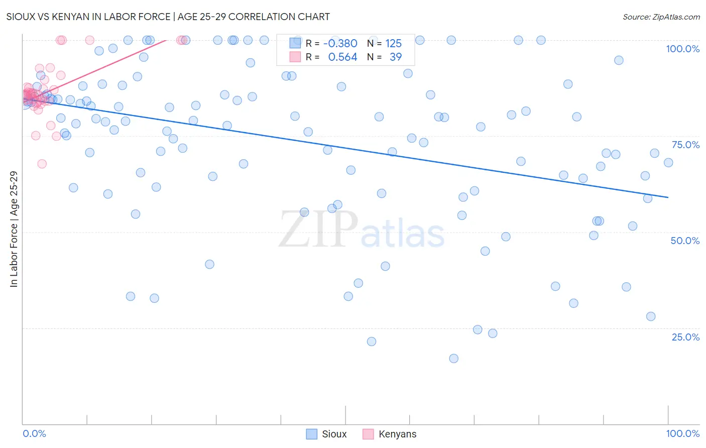 Sioux vs Kenyan In Labor Force | Age 25-29