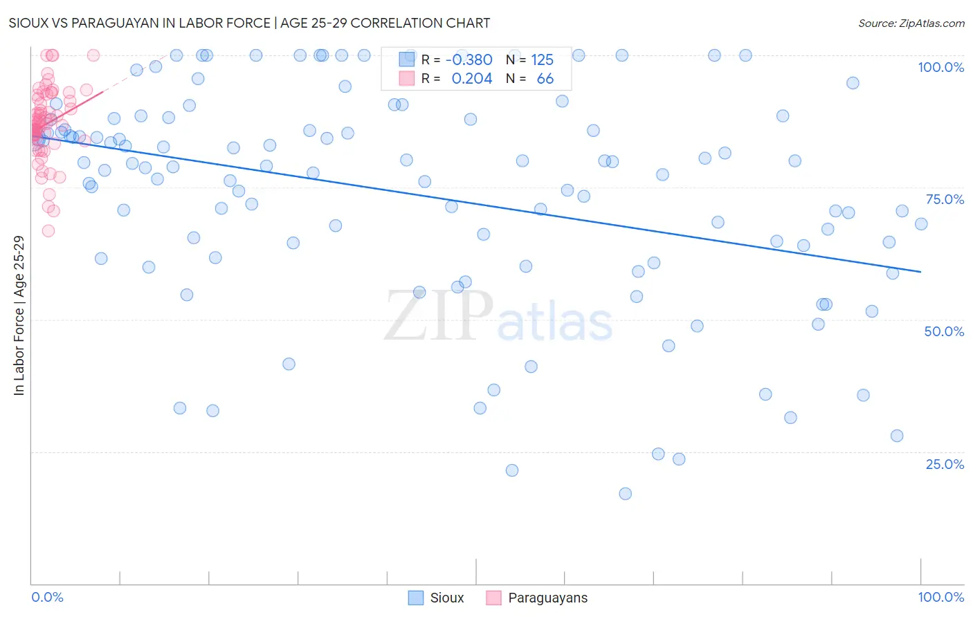 Sioux vs Paraguayan In Labor Force | Age 25-29