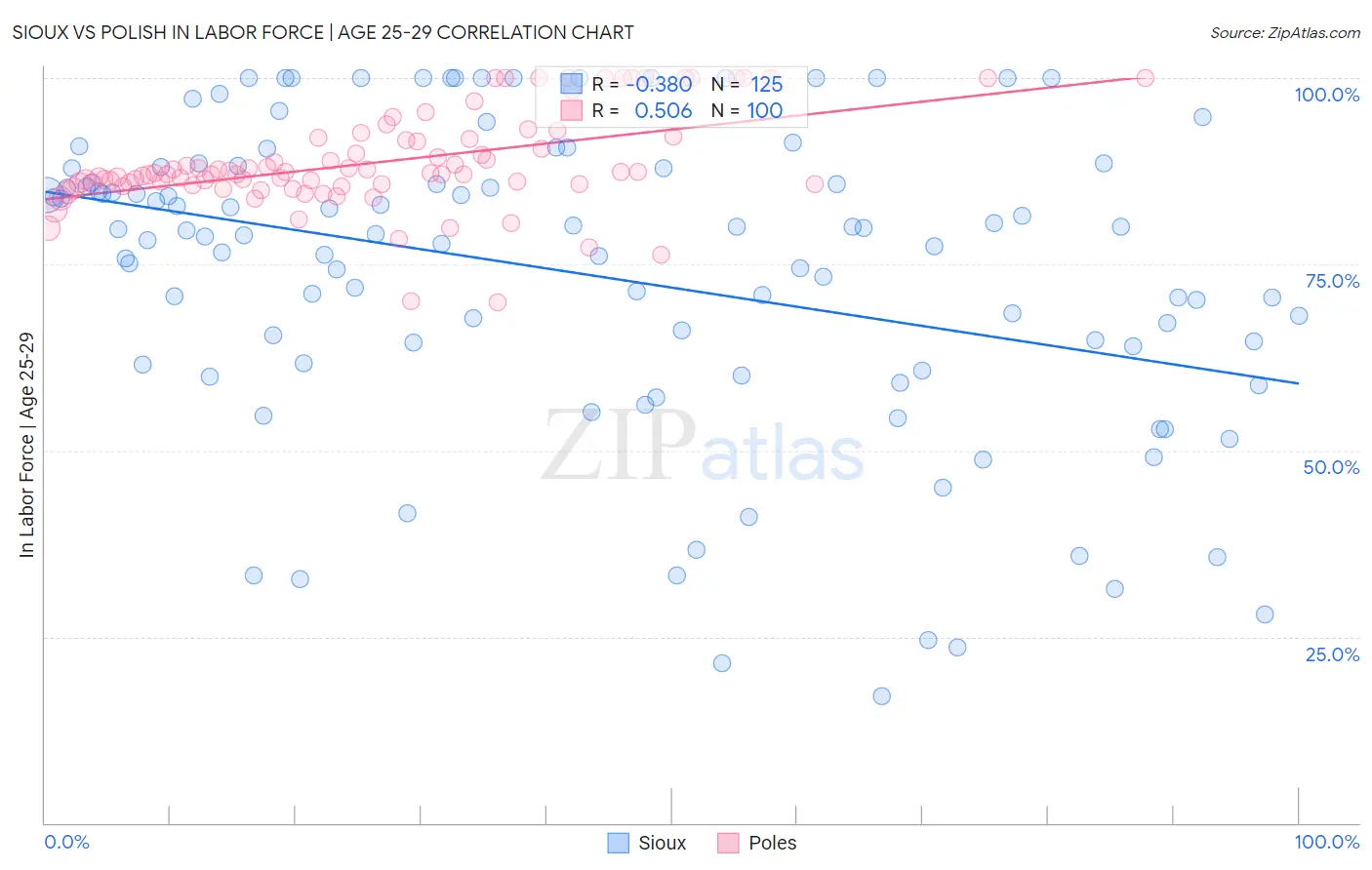 Sioux vs Polish In Labor Force | Age 25-29