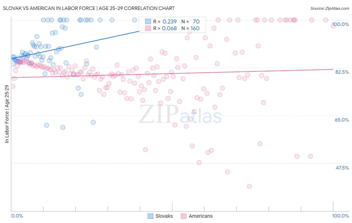 Slovak vs American In Labor Force | Age 25-29