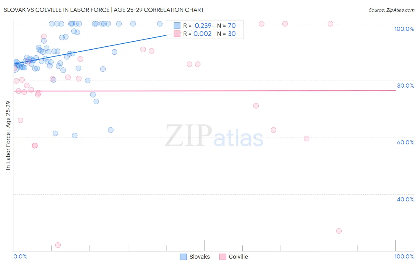 Slovak vs Colville In Labor Force | Age 25-29