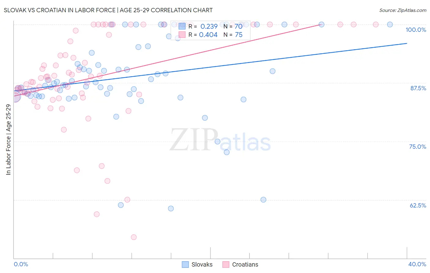 Slovak vs Croatian In Labor Force | Age 25-29