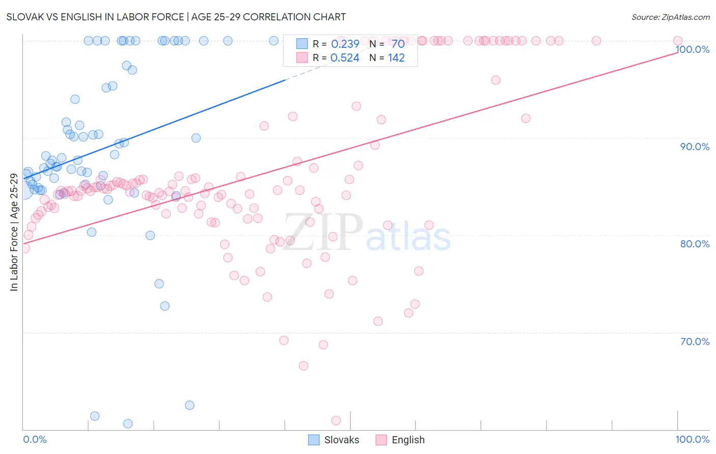 Slovak vs English In Labor Force | Age 25-29