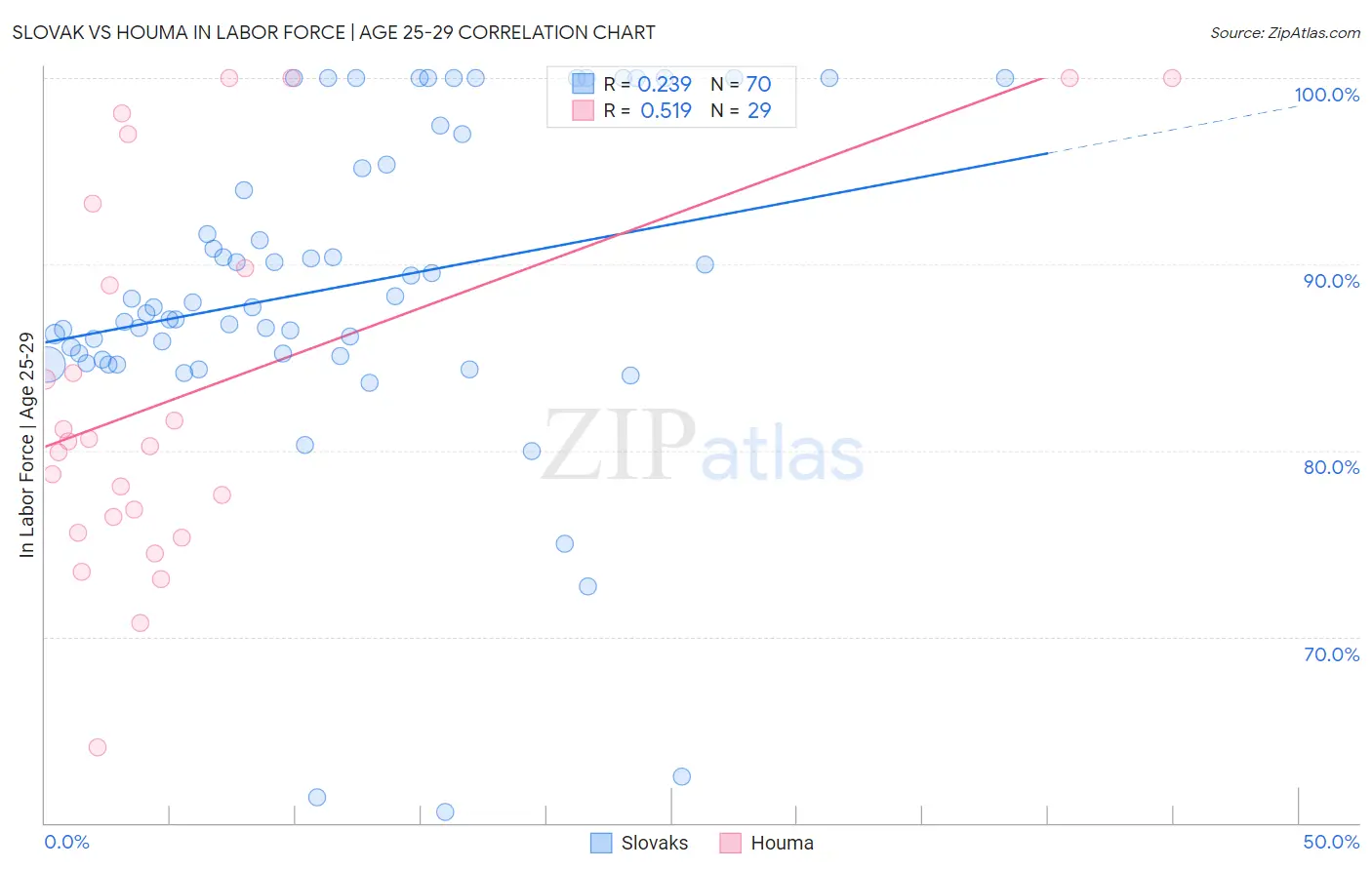 Slovak vs Houma In Labor Force | Age 25-29