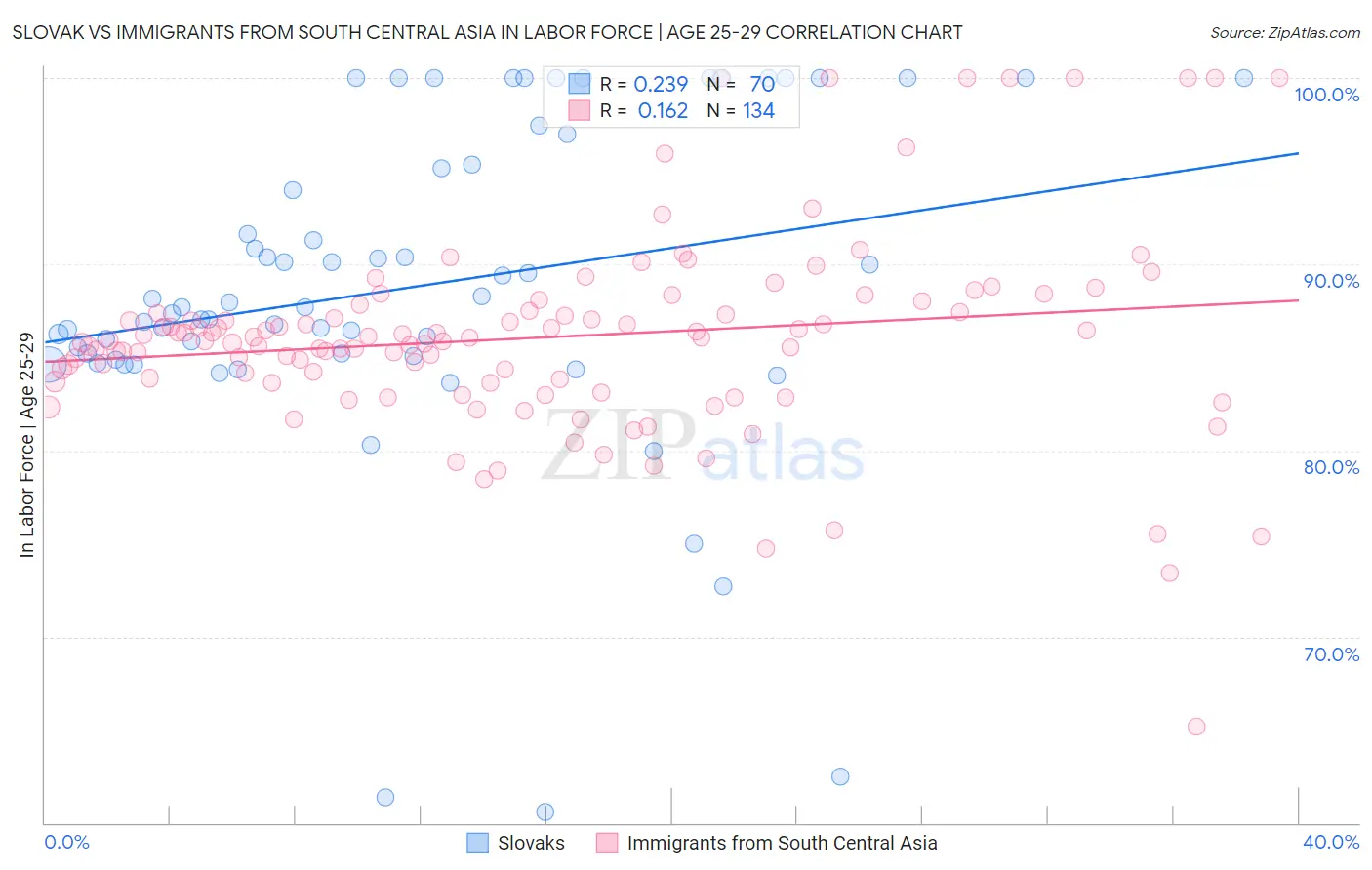 Slovak vs Immigrants from South Central Asia In Labor Force | Age 25-29
