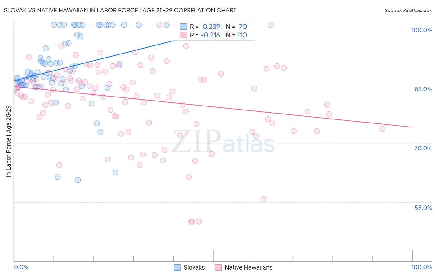 Slovak vs Native Hawaiian In Labor Force | Age 25-29