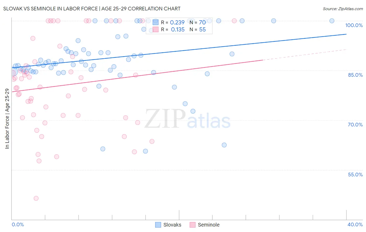 Slovak vs Seminole In Labor Force | Age 25-29