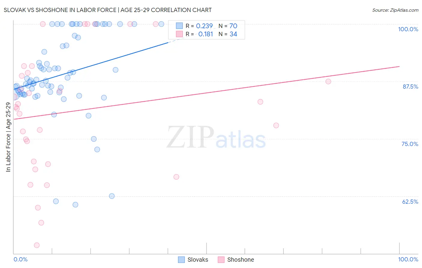 Slovak vs Shoshone In Labor Force | Age 25-29