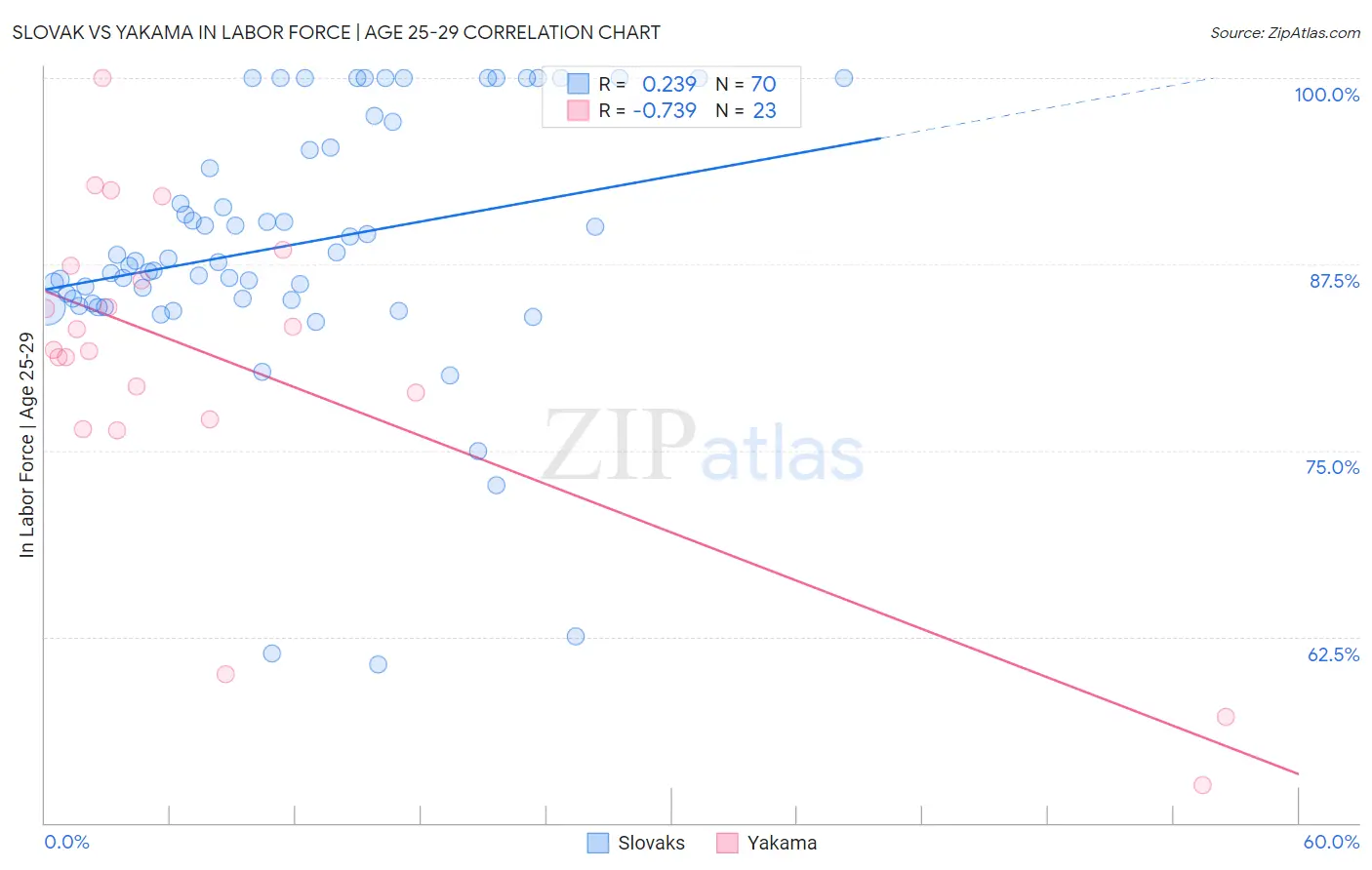 Slovak vs Yakama In Labor Force | Age 25-29