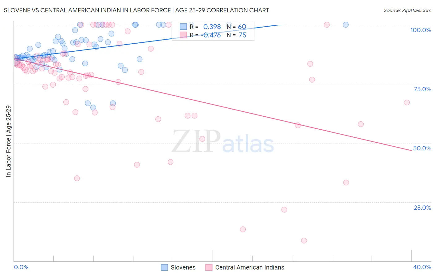 Slovene vs Central American Indian In Labor Force | Age 25-29