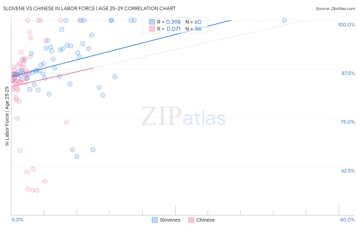 Slovene vs Chinese In Labor Force | Age 25-29