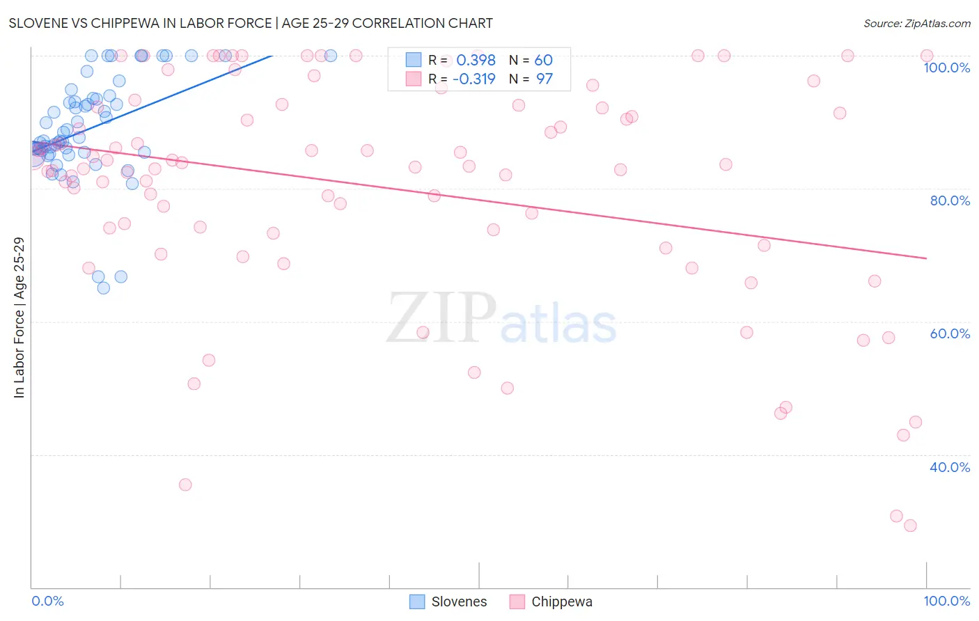 Slovene vs Chippewa In Labor Force | Age 25-29