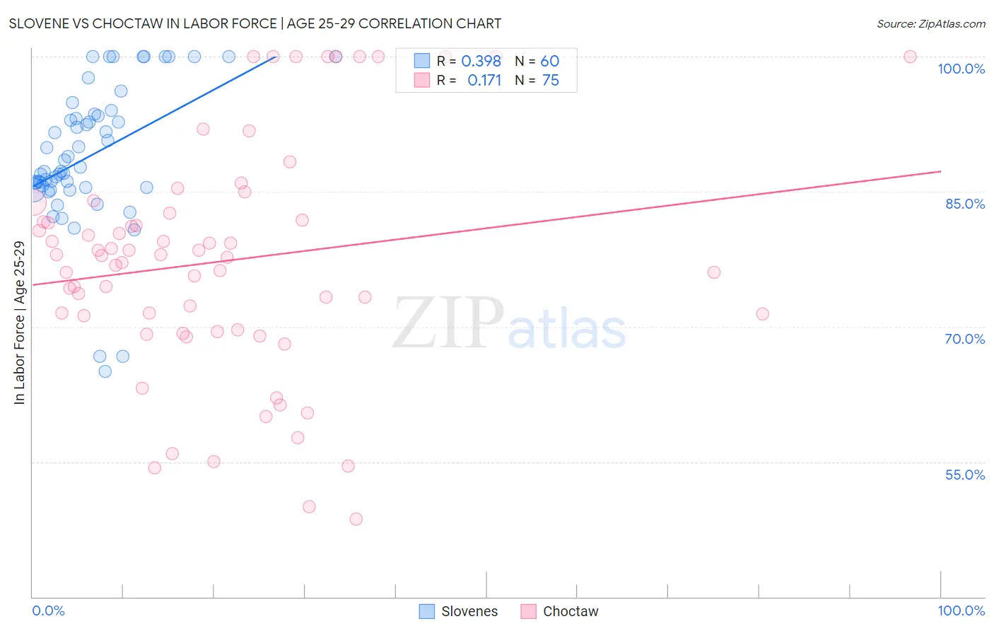 Slovene vs Choctaw In Labor Force | Age 25-29