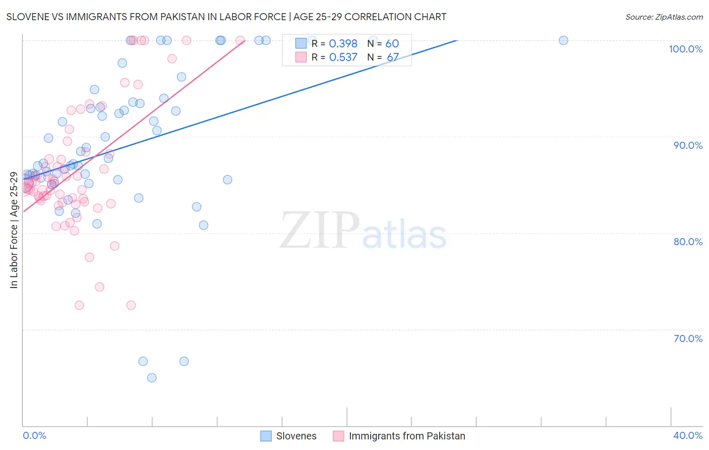 Slovene vs Immigrants from Pakistan In Labor Force | Age 25-29