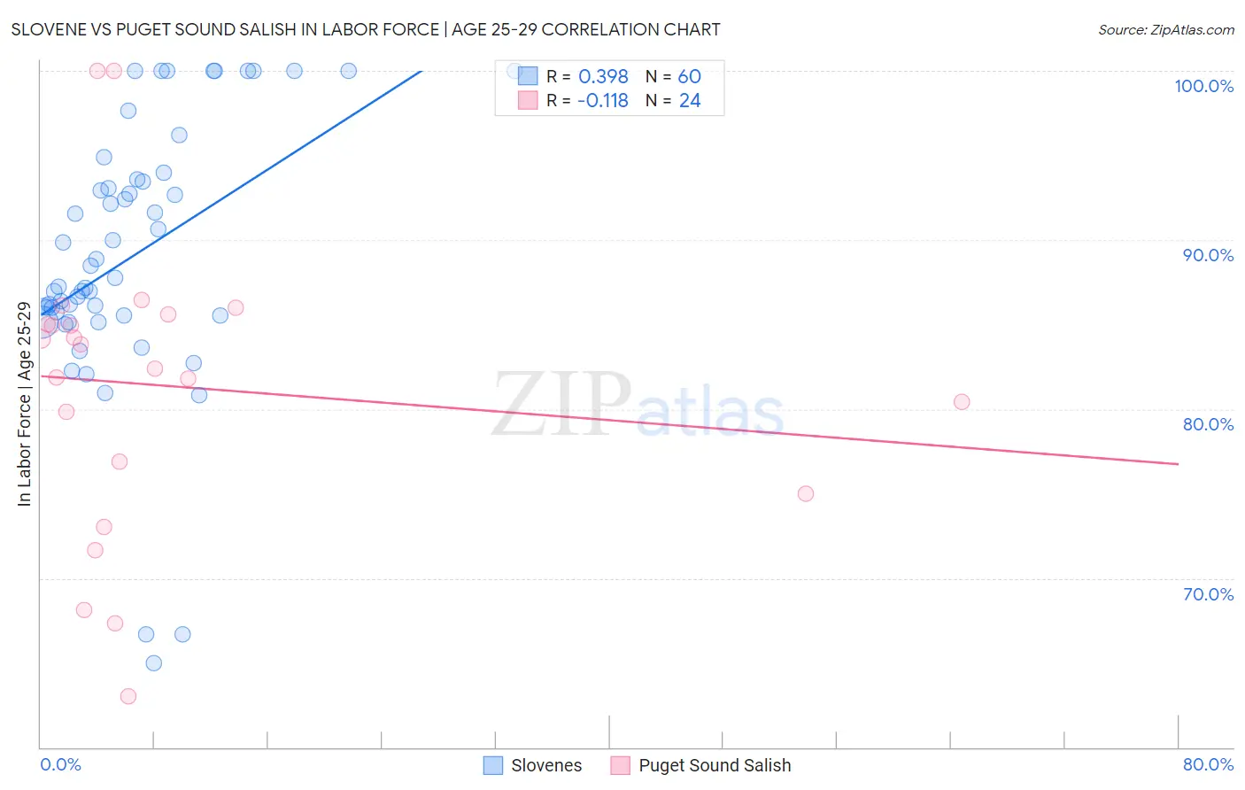 Slovene vs Puget Sound Salish In Labor Force | Age 25-29
