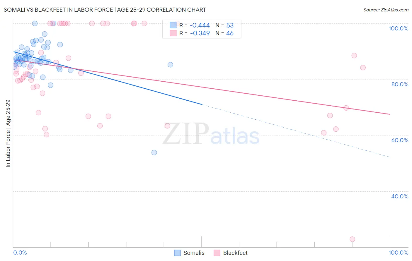 Somali vs Blackfeet In Labor Force | Age 25-29