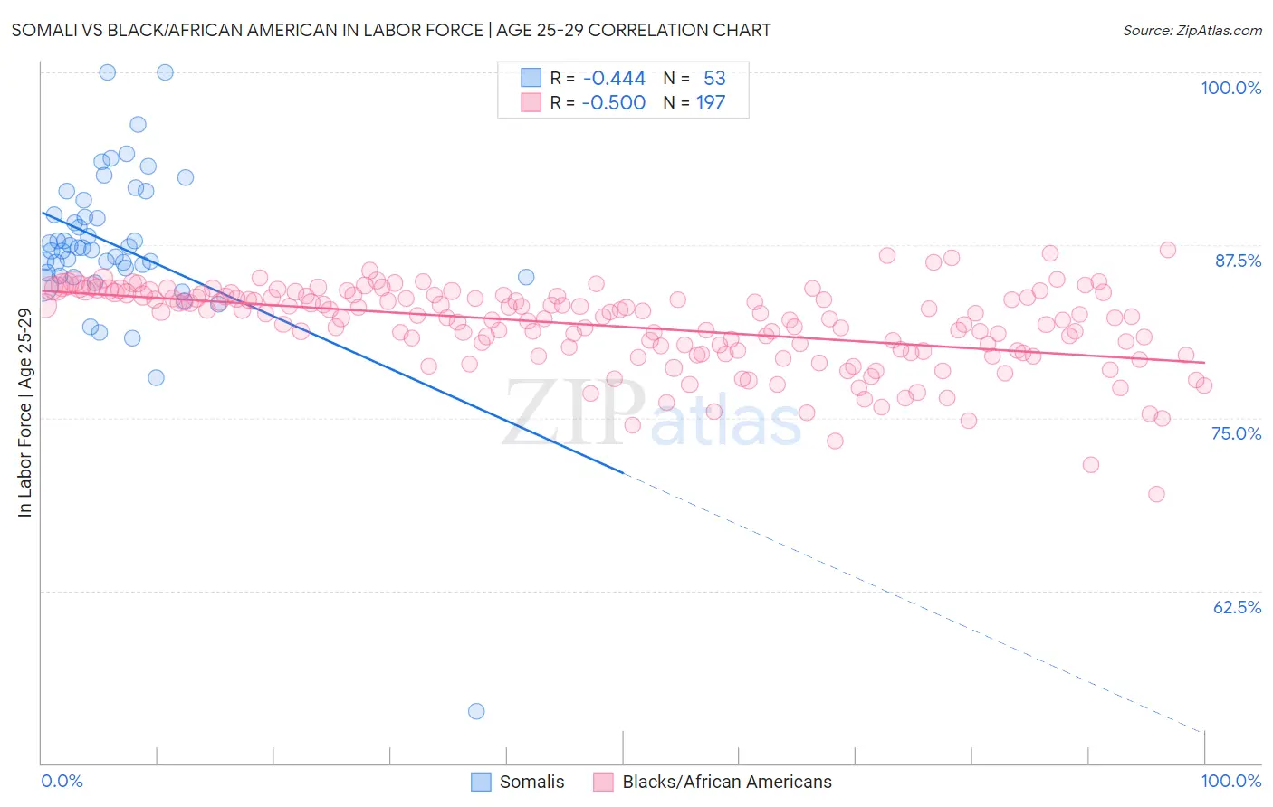 Somali vs Black/African American In Labor Force | Age 25-29