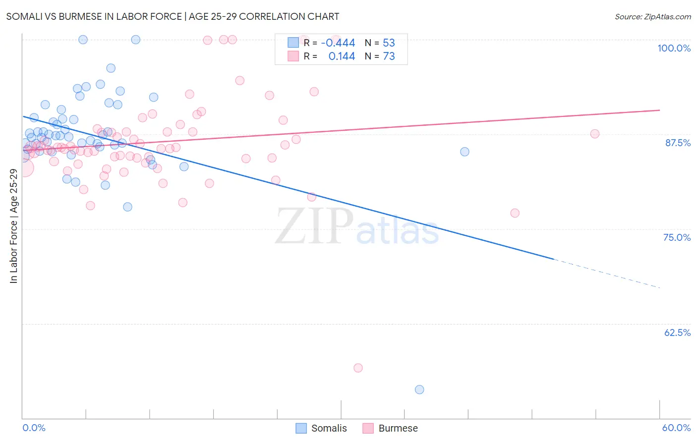 Somali vs Burmese In Labor Force | Age 25-29