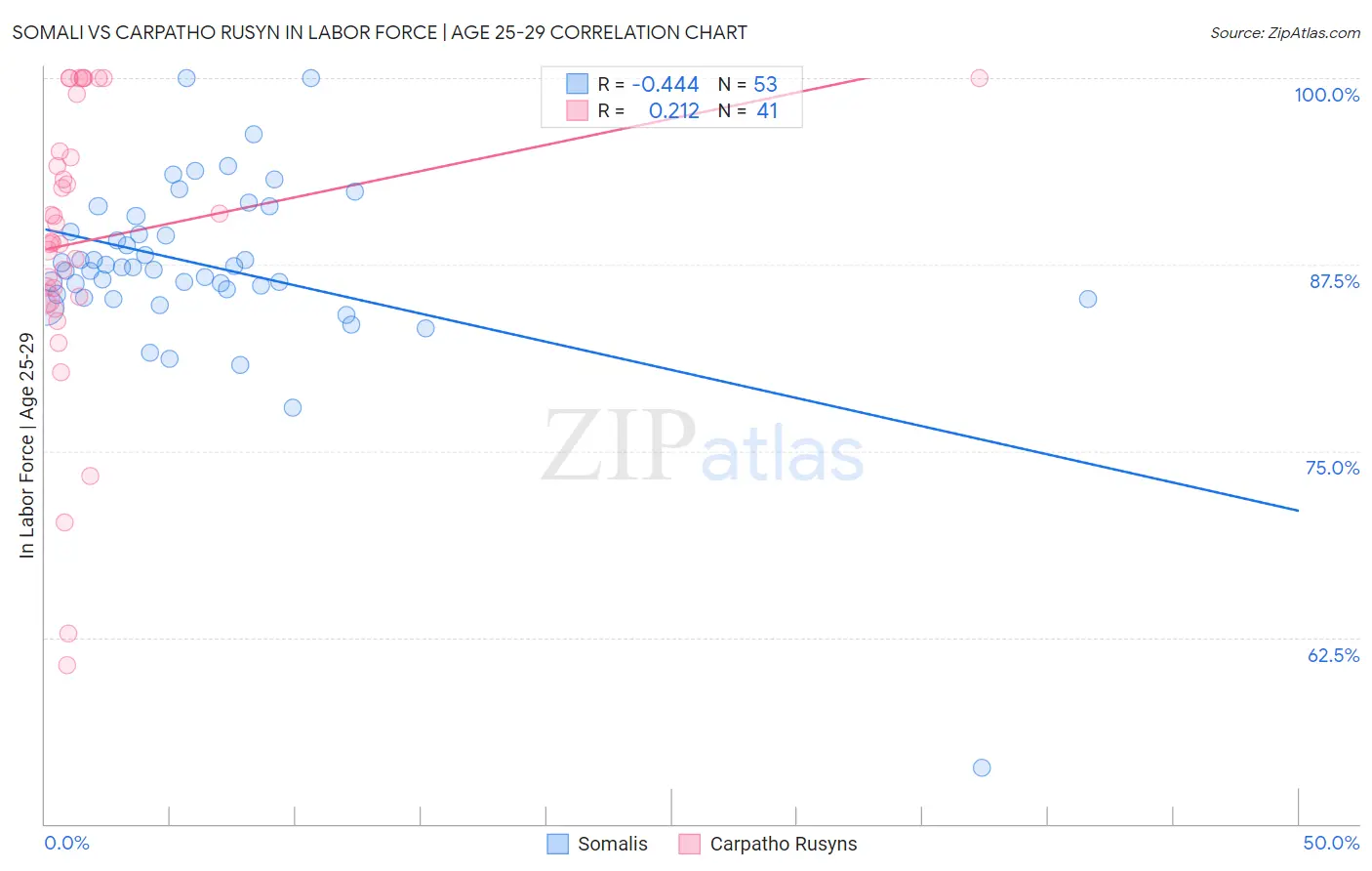 Somali vs Carpatho Rusyn In Labor Force | Age 25-29