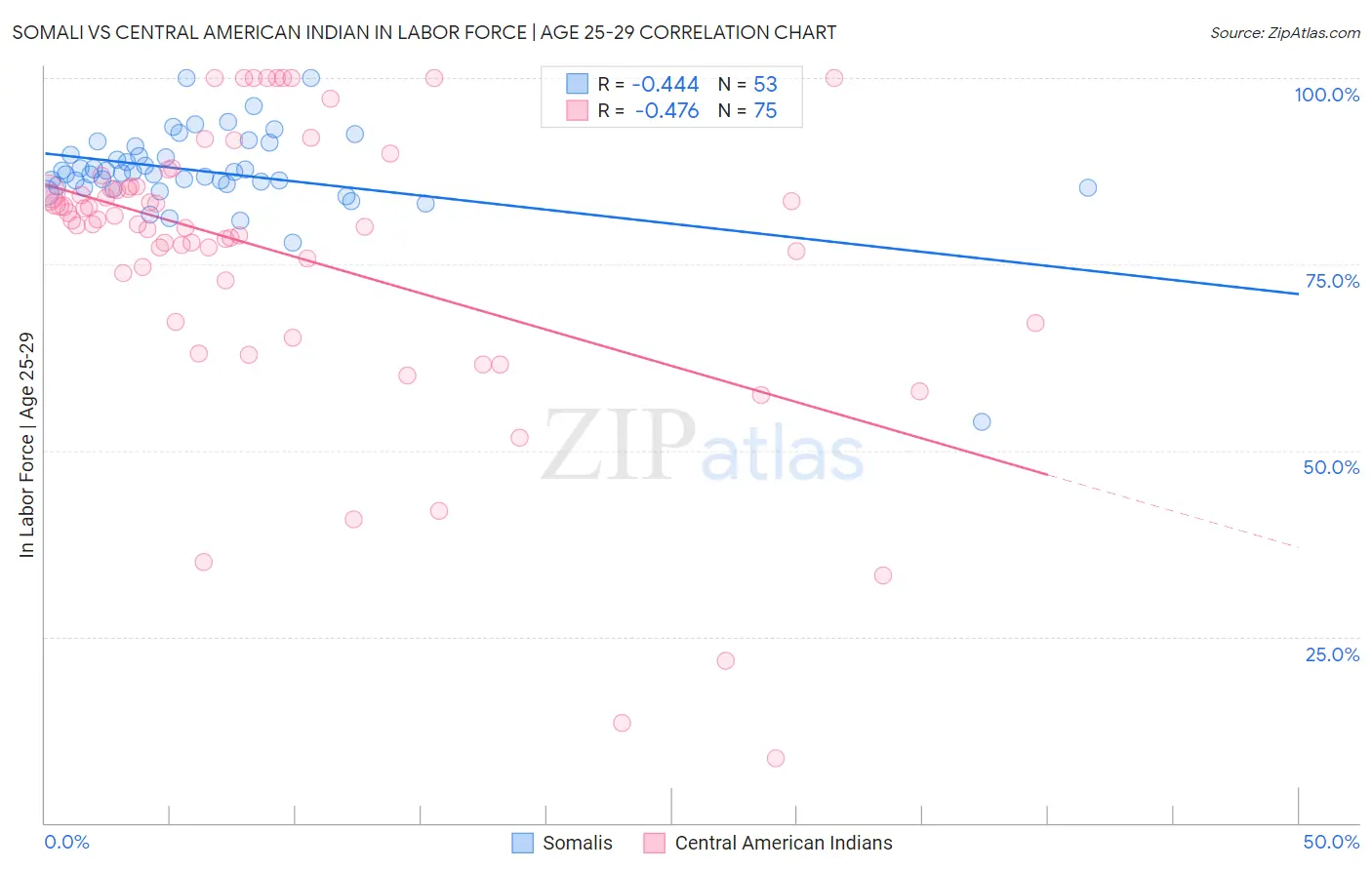 Somali vs Central American Indian In Labor Force | Age 25-29