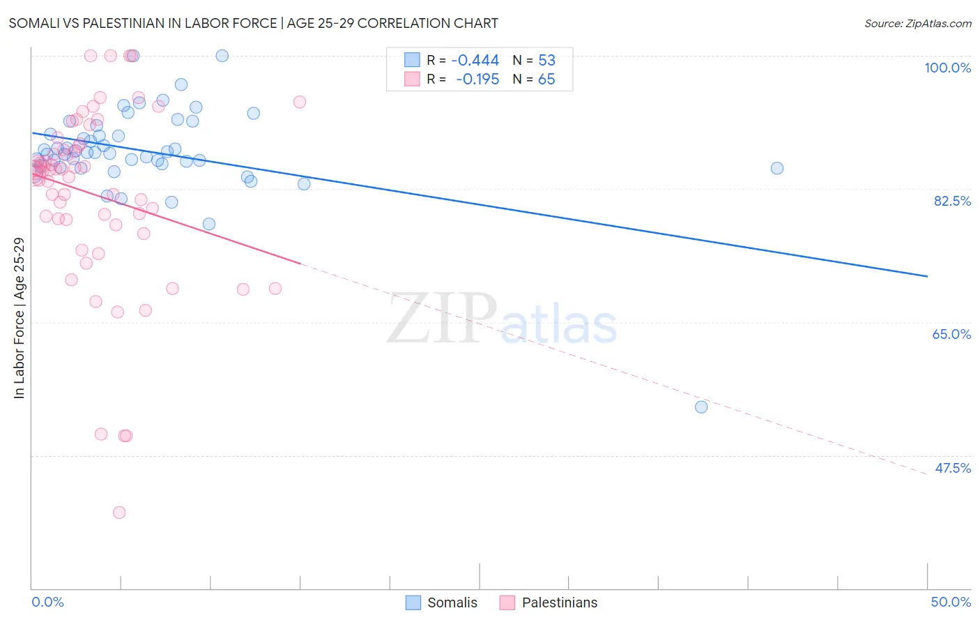 Somali vs Palestinian In Labor Force | Age 25-29