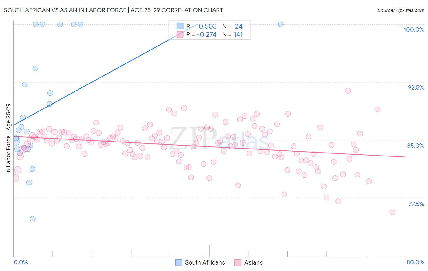 South African vs Asian In Labor Force | Age 25-29