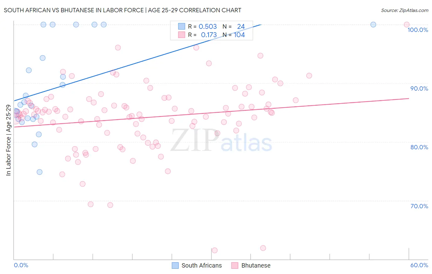South African vs Bhutanese In Labor Force | Age 25-29