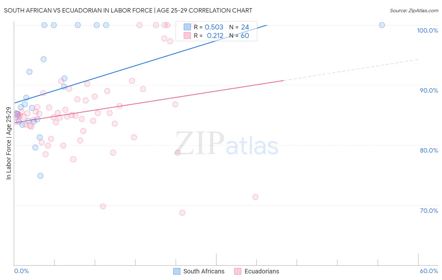 South African vs Ecuadorian In Labor Force | Age 25-29