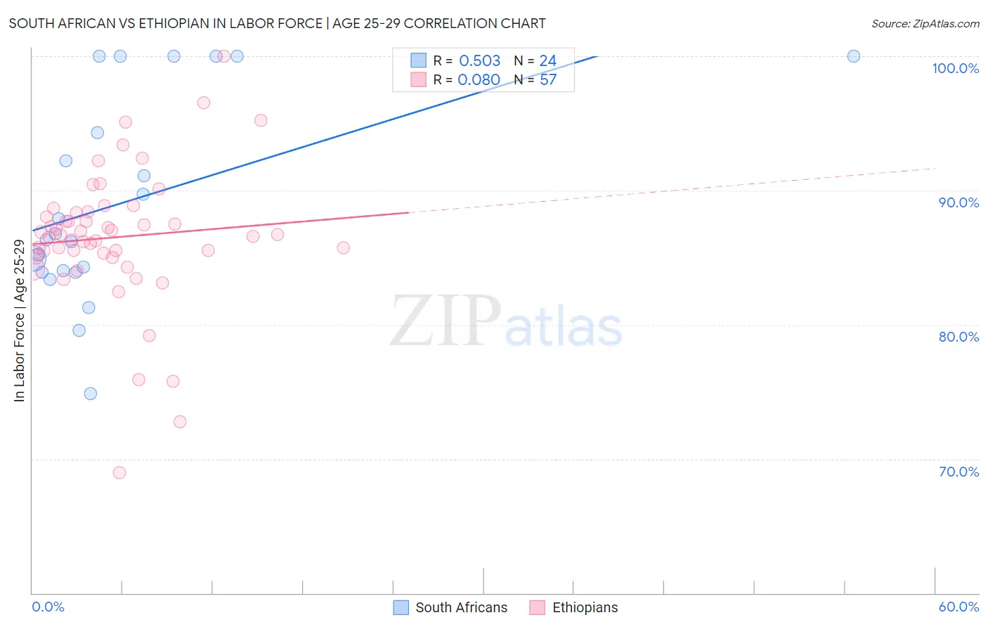South African vs Ethiopian In Labor Force | Age 25-29
