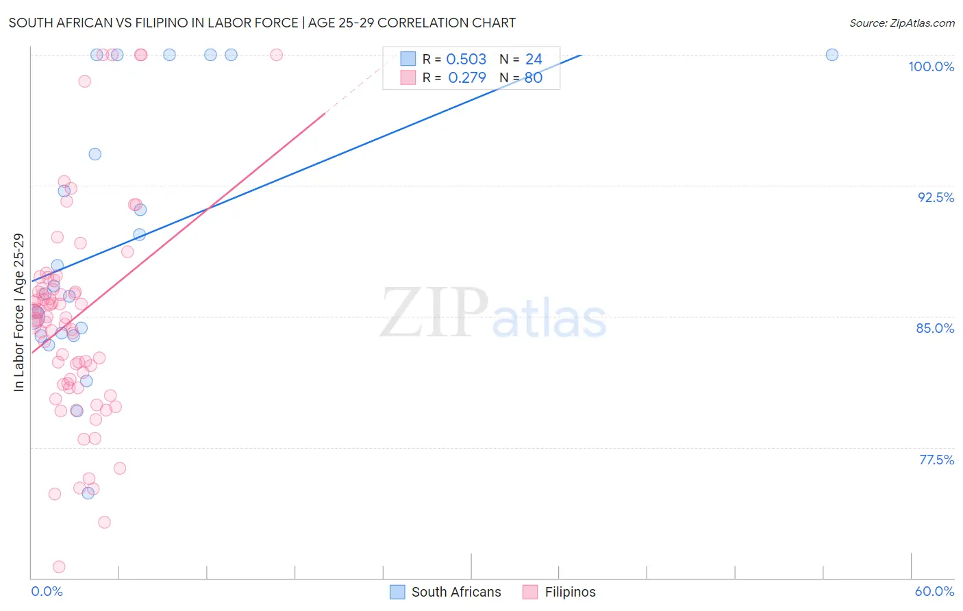 South African vs Filipino In Labor Force | Age 25-29