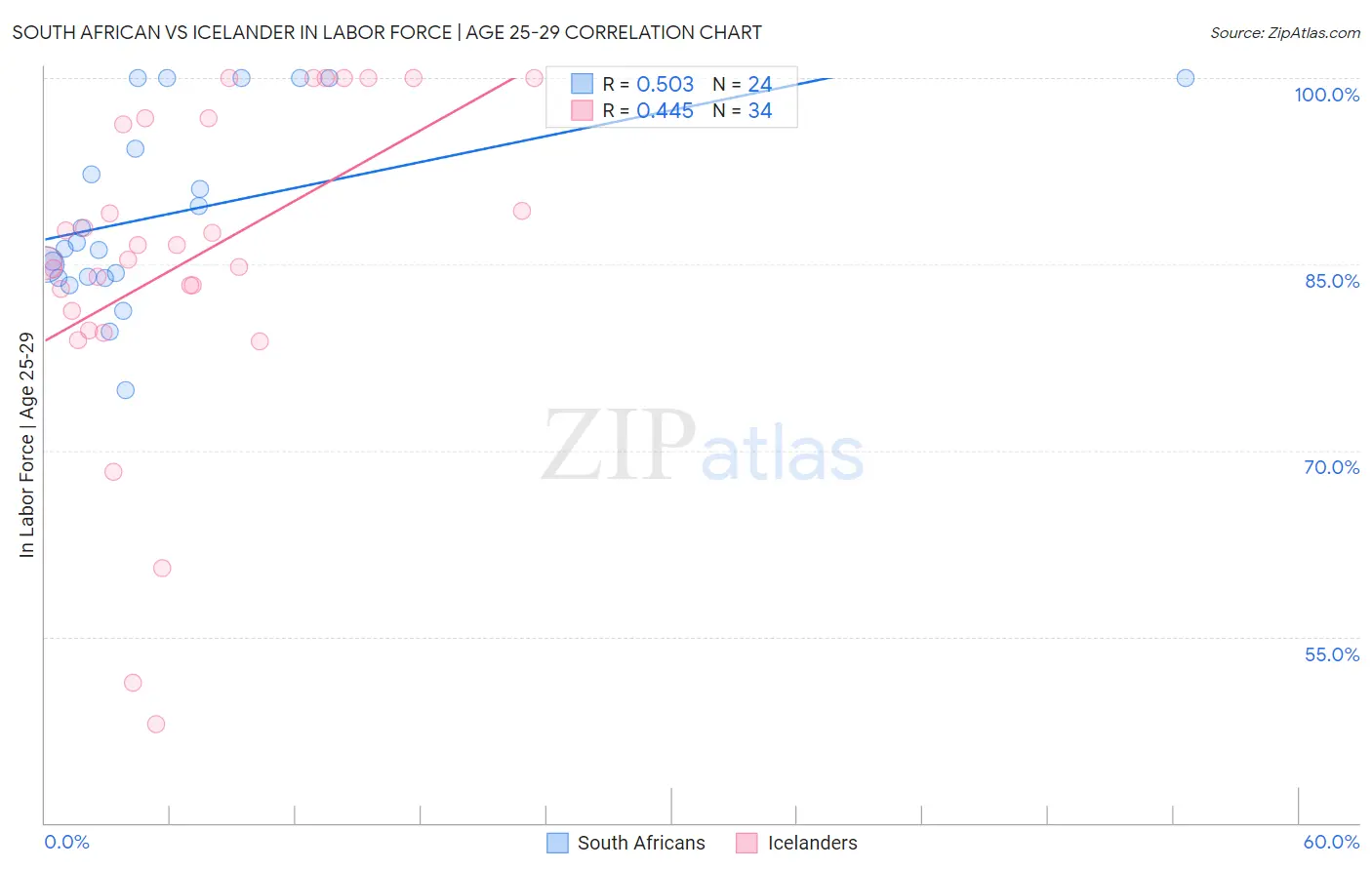 South African vs Icelander In Labor Force | Age 25-29