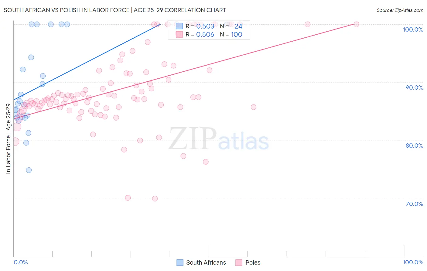 South African vs Polish In Labor Force | Age 25-29