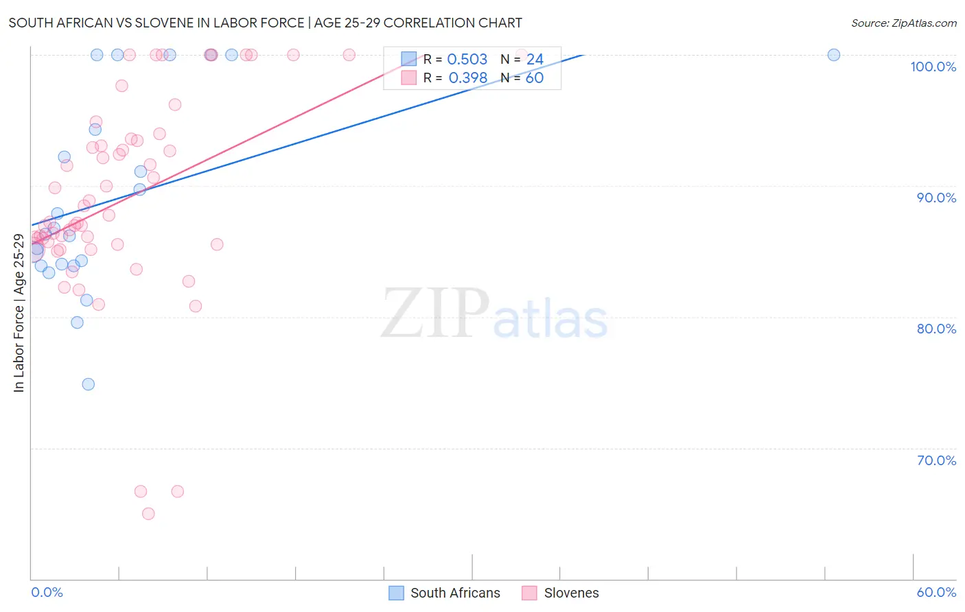 South African vs Slovene In Labor Force | Age 25-29