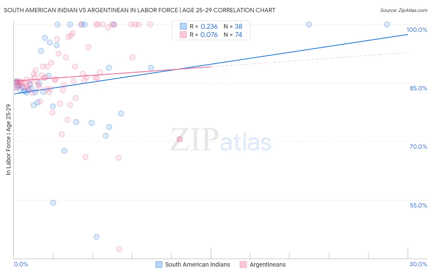 South American Indian vs Argentinean In Labor Force | Age 25-29