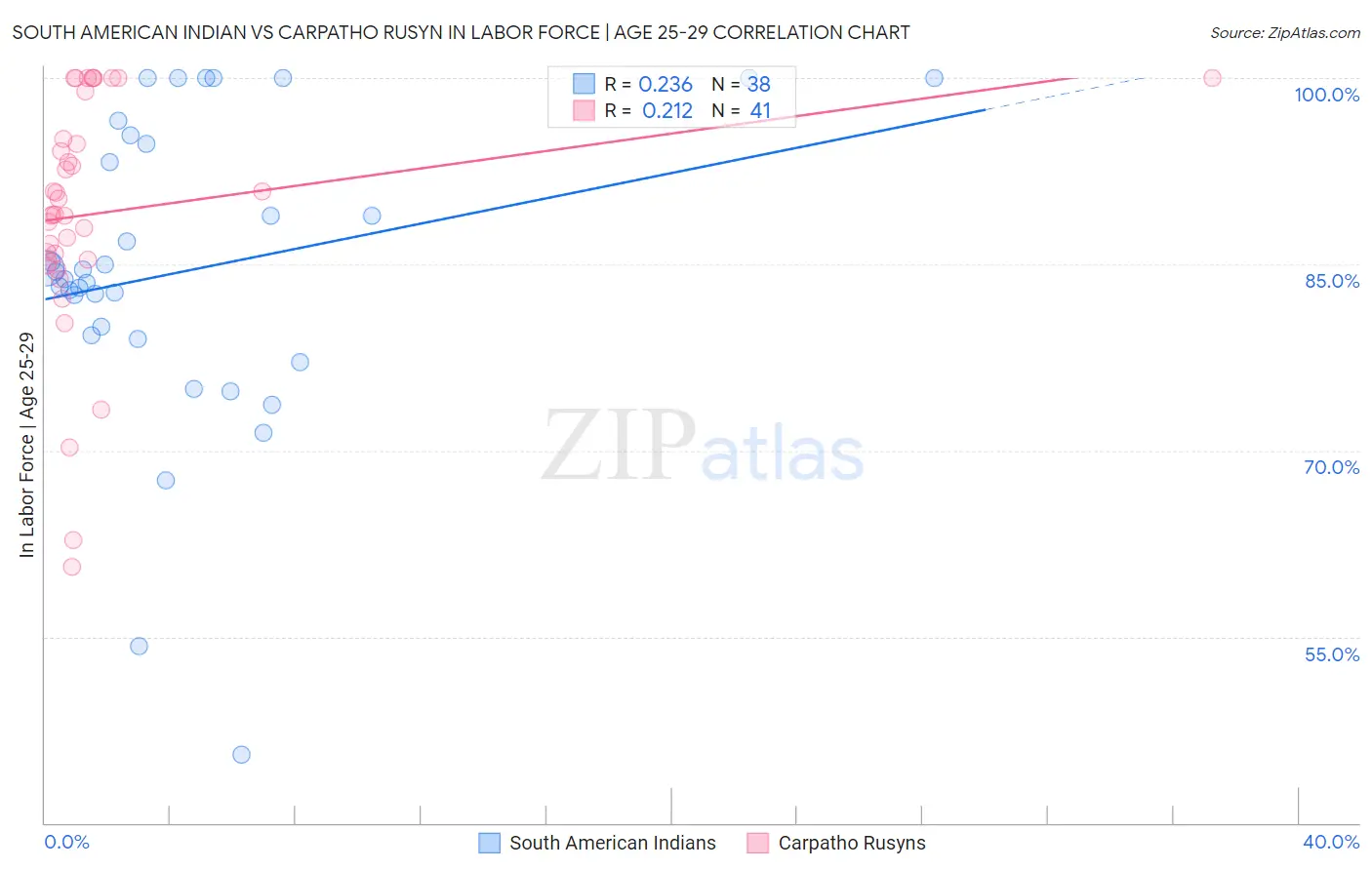 South American Indian vs Carpatho Rusyn In Labor Force | Age 25-29