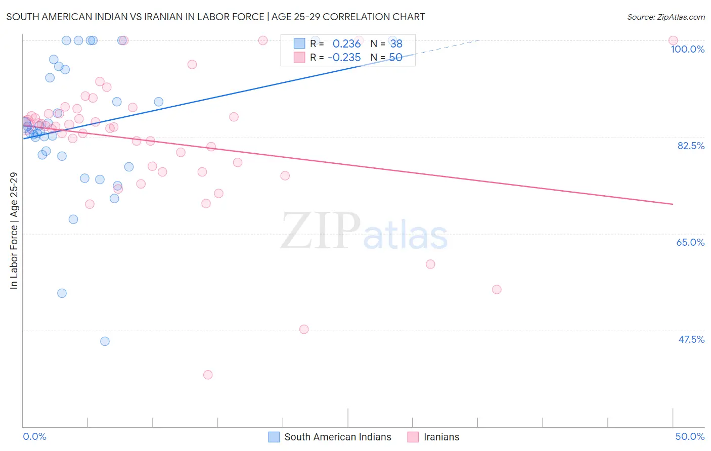South American Indian vs Iranian In Labor Force | Age 25-29