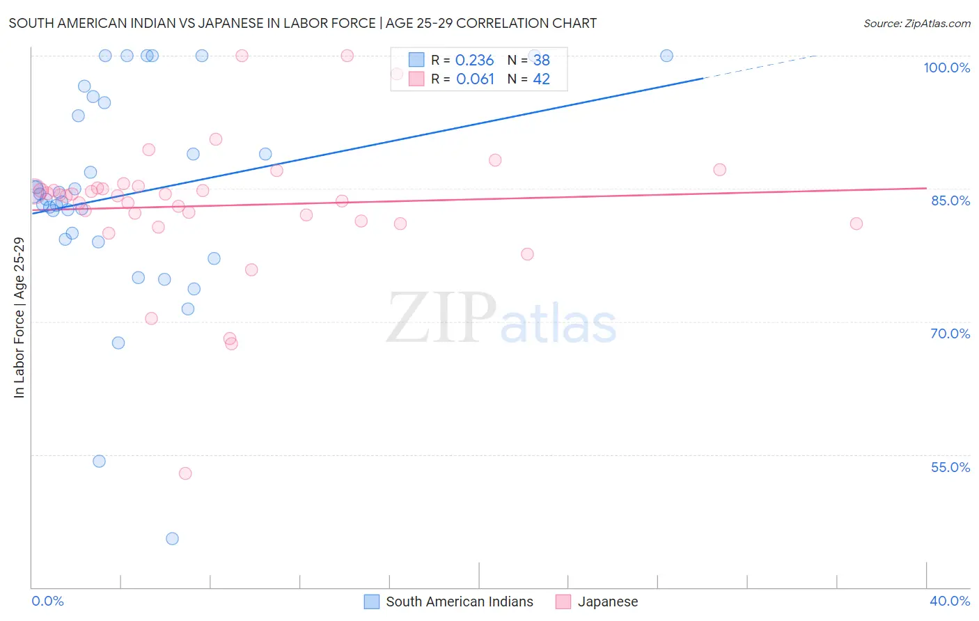 South American Indian vs Japanese In Labor Force | Age 25-29