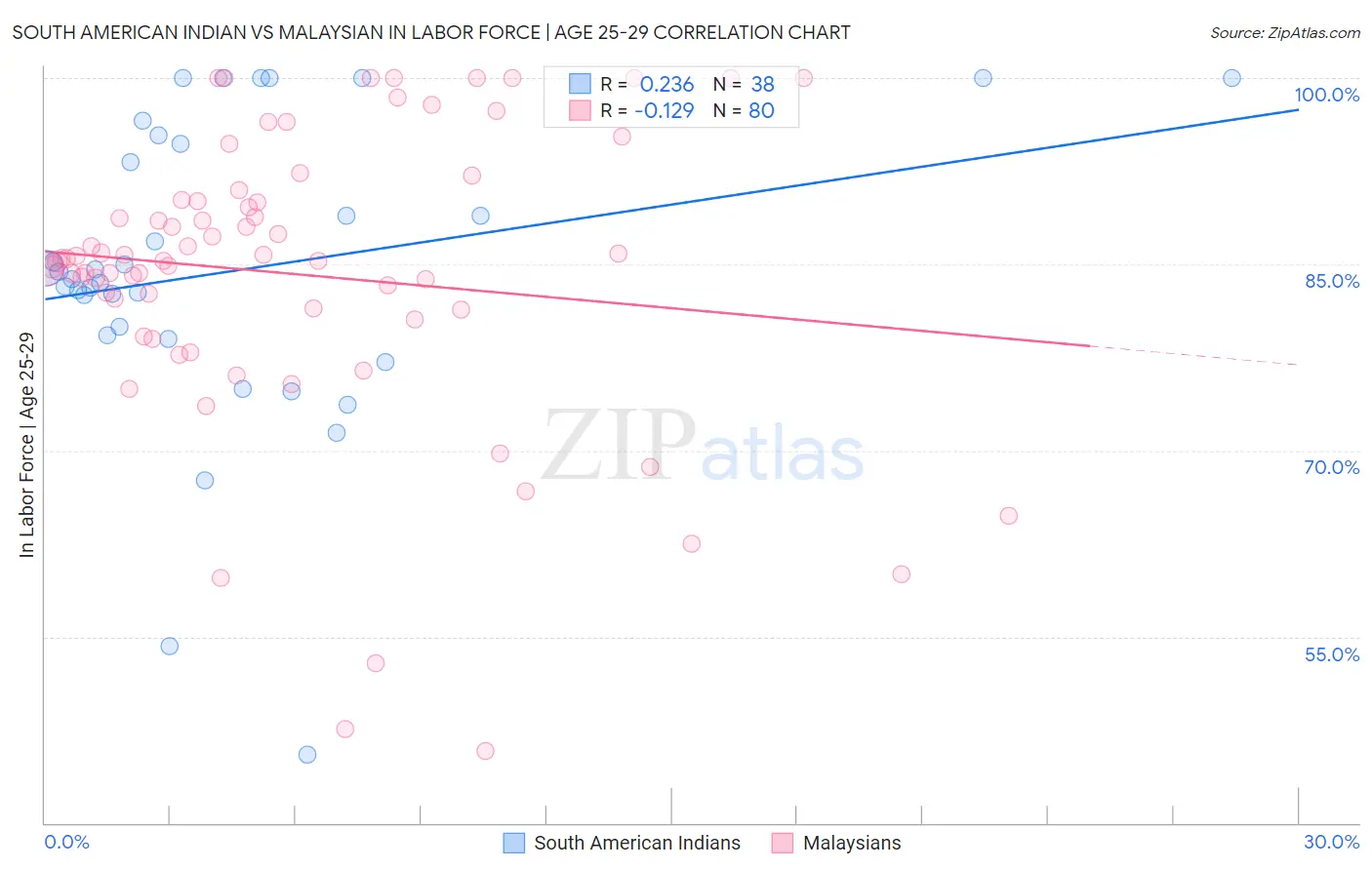 South American Indian vs Malaysian In Labor Force | Age 25-29