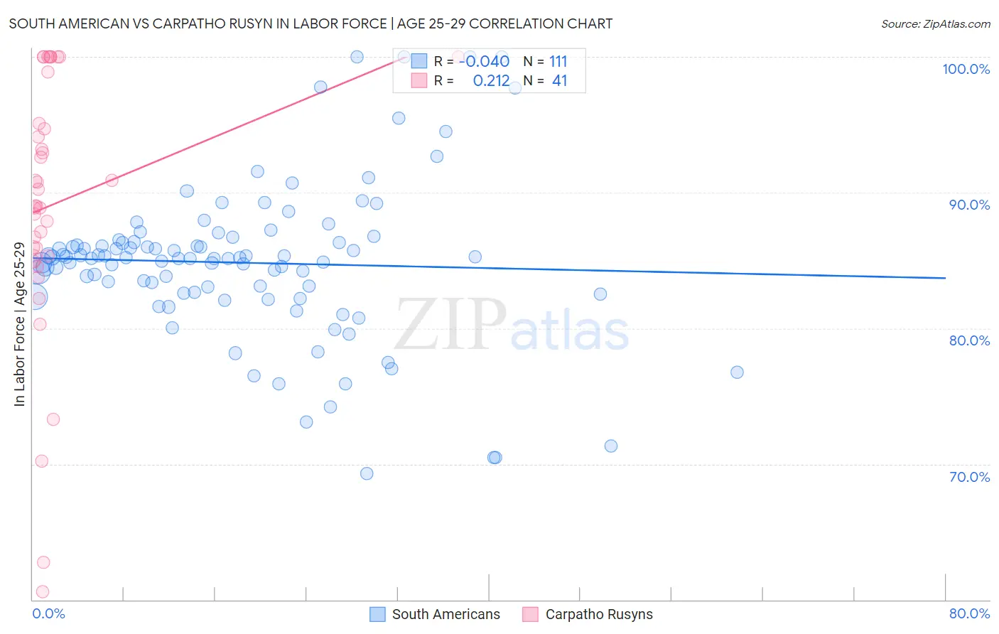 South American vs Carpatho Rusyn In Labor Force | Age 25-29
